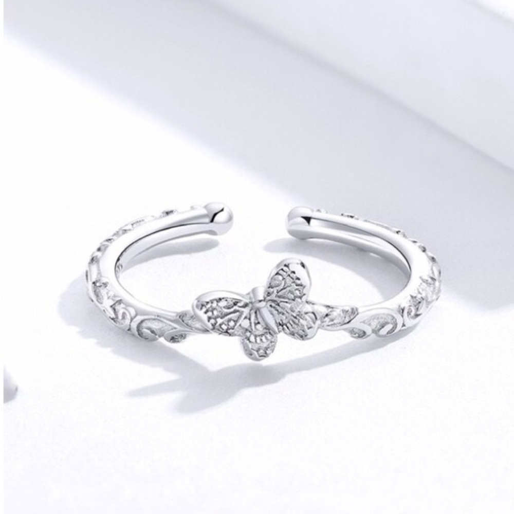 Butterfly Finger Rings for Women Adjustable 925 Sterling Silver Fashion - Picture 2 of 4